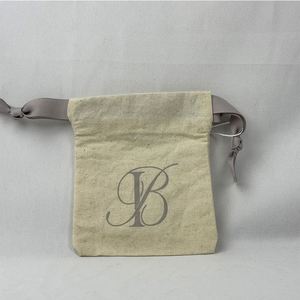 Reusable Cotton <b>Drawstring</b> Bag Small Gift Jewelry with Natural Color <b>Drawstring</b> <b>Pouch</b> Accept Customized logo - Product Image 1
