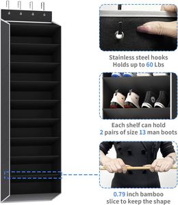 Large 10-Tier <b>Foldable</b> Door <b>Shoe</b> <b>Rack</b> Hanging <b>Shoe</b> Organizer Modern Wall-Mounted Non-Woven Fabric Storage Functional <b>Shoes</b> - Product Image 3
