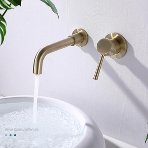 Moderner 304 Edelstahl Einhand Gold Schwarz Gebürsteter Becken Wasserhahn Versteckte Wand montage Heiß kaltwasser hahn Verdecktes Design - Product Image 4