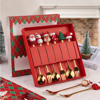 Ensemble de cuillères et fourchettes de Noël en acier inoxydable, mignonnes et créatives, style Instagram, mini figurines