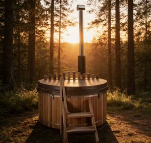 Studio de bien-être et bain à remous détoxifiant avec poêle extérieur à bois, idéal pour la récupération après l'entraînement - Product Image 3