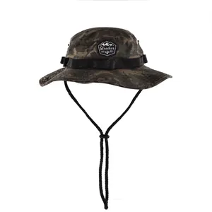 Chapéu de selva ao ar livre, aba larga, personagem, logotipo personalizado, ajustável, camaflouge, bonés de homem de peixe, chapéus de balde com corda