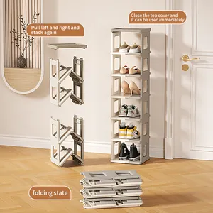 7 Tier Foldable Shoe Rack Shoe Storage Organizer Cabinet Plastic Stackable Shoe Holder