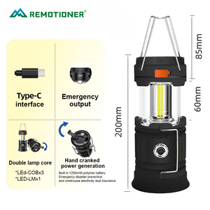 Đèn pin LED siêu sáng cầm tay, dung lượng lớn, tích điện bằng tay quay và năng lượng mặt trời, đèn lồng cắm trại, đèn treo khẩn cấp - Product Image 2