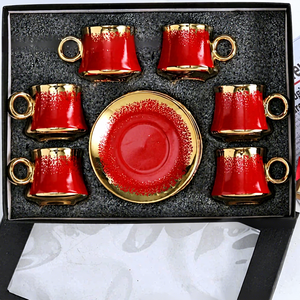 यूरोपीय शैली रंग की चमक सिरेमिक मग हैंडल के साथ 12-टुकड़ा सोने की प्लेटेड अनुकूलन दोपहर चाय कप सेट - Product Image 2