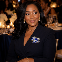 Bijou fantaisie plaqué or avec logo Zeta Phi Beta émaillé bleu et blanc, design mignon, idéal pour les sœurs de la confrérie, cadeau pour femme, prix de gros