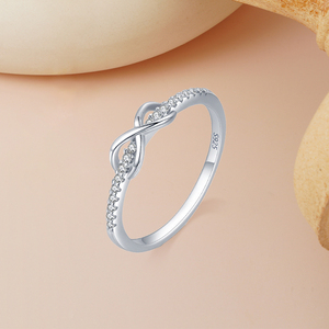 Vente chaude 925 Sterling Silver Cute Fine Jewelry Dainty <span class=keywords><strong>Bow</strong></span> Tie Shape Infinity Zircon Eternity Rings pour les filles en vrac en Stock - Product Image 1