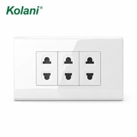 Prise murale verticale triple à 2 trous 120 modulaire, prises multi-standards 16A 250V avec obturateur de sécurité pour projets et commandes en gros