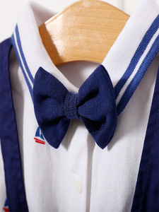 Completo da Gentiluomo per Neonato, Set di Tutina e Pantaloncini con Bretelle per Neonati, Abbigliamento Formale per Bambini, Supporto OEM ODM, Vendita all'Ingrosso - Product Image 5