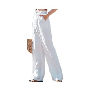 <span class=keywords><strong>Pantalon</strong></span> décontracté pour femme, coupe large, en <span class=keywords><strong>lin</strong></span>, taille haute, <span class=keywords><strong>effet</strong></span> amincissant, jambe droite verticale - Product Image 6