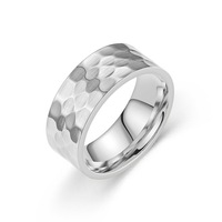 Bague vintage en acier au titane martelé de 8mm, or, argent, noir, motif ruche, anneaux en nid d'abeille pour hommes, bijoux rétro