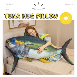 Aika Coussin géant en peluche poisson <span class=keywords><strong>drôle</strong></span> tendance, oreiller décoratif 3D en forme de thon, prix - Product Image 1