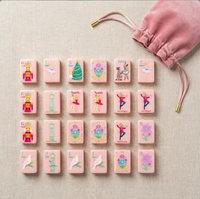 Tuiles de Mahjong Américaines de Luxe Pliables en Acrylique Rose Motif Casse-Noisette pour Fêtes entre Amis et Loisirs – Vente en Gros