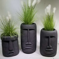 Pot Bunga Hias Kepala Besar Gaya Nordik Modern, Pot Tanaman Fiberglass Besar untuk Dekorasi Taman, Indoor & Outdoor