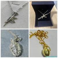 Pendentif personnalisé en forme de pistolet en argent sterling 925 arme en métal pistolet hommes pendentif hip hop