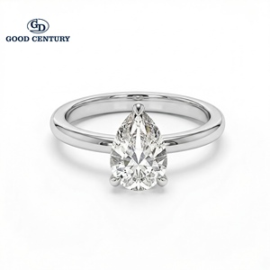 Anillo de Compromiso con Diamante Cultivado en Laboratorio, Corte Pera, Certificado IGI, <span class=keywords><strong>Oro</strong></span> 14K/18K, Tres Puntas, Joyería Fina para Novia - Product Image 2