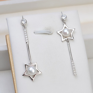 Pendientes de Plata de Ley S925 Han Chao, 5-6 Pendientes con Forma de Corazón con Perla, Accesorios para Hacer Joyas, Pendientes Sencillos 1081 - Product Image 3