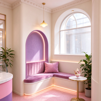 Comptoir de présentation personnalisé en contreplaqué pour kiosque à crème glacée, éclairé par LED, mobilier pour salon de thé, café, magasin de détail et centre commercial