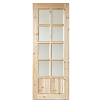 New Chinese Solid Fir Glass Wooden Door Artistic Timber Door for Homestay Guest Room Decoration