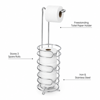 Support de papier toilette autoportant en métal personnalisé avec rangement pour 3 rouleaux, organisateur de salle de bain, fabricant OEM ODM