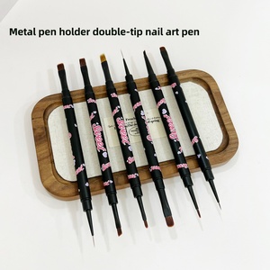 New Double-headed Nail Art <b>Brush</b> One Dual-purpose High-quality Nail <b>Brush</b> Set Metal Pen Holder Factory Wholesale Customization - Product Image 2