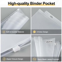 Dossier en PVC transparent pochette à feuilles mobiles 8-1/2 "x 11 sacs de rangement de classement de documents taille lettre 3 trous classeur fermeture éclair dossier de poche