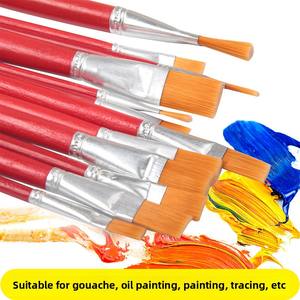 Juego de Pinceles Planos con Mango Rojo para Pintura al Óleo, con Pelo de Nylon, Compatibles con Acuarela y Acrílico - Product Image 2
