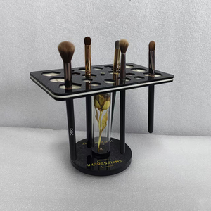 Brochas de maquillaje acrílicas negras plegables de estilo moderno con 20 ranuras, tendedero ecológico reciclable para pinceles de uñas de artista - Product Image 3