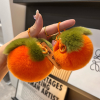 Groothandel Pluche Perzik Sleutelhangers met Chinese Zegeningen, Kunstkonijnenvacht, Klauwautomaat Charms voor Tassen & Sleutels
