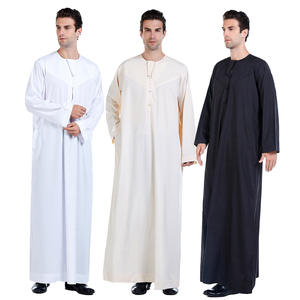 Thobe musulman prêt en stock d'approvisionnement direct d'usine pour hommes-moyen-orient arabe longue robe islamique-pas de personnalisation - Product Image 1