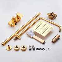 Robinet thermostatique monocommande en aluminium spatial avec douchette à effet pluie coulissante de 15 cm pour salle de bain