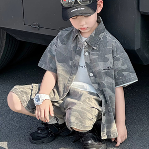 2025 été à la mode décontracté enfants vêtements en gros garçons à manches courtes T-<span class=keywords><strong>Shirt</strong></span> et Shorts chaud <span class=keywords><strong>Camouflage</strong></span> impression enfants garçon 2 pièces ensembles - Product Image 3