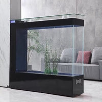 Grand Aquarium Rectangulaire en Verre Ultra-Clair Écologique pour Poissons avec Cloison d'Écran pour Salon