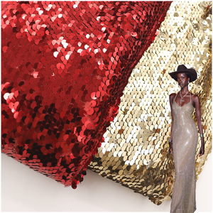 Tissu en dentelle tricotée à paillettes or rouge super bon marché pour vêtements et chaussures de mariage robes et accessoires brodés pour garçons - Product Image 2
