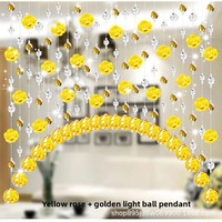 Rideau suspendu en perles de verre cristal motif rose pour la décoration Feng Shui du salon, de la chambre, de la porte ou de l'arche, fabriqué en Chine