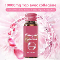 Boisson de collagène beauté 10000mg, collagène marin liquide en sachet pour éclaircir la peau, raffermir et lutter contre le vieillissement, boisson pour un éclat radieux