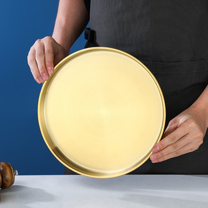 Stainless Steel Round <b>Tray</b> <b>Set</b> 18cm 20cm 22cm 24cm For Serving <b>Baking</b> Hotel Use Solid Color - Product Image 4