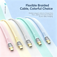 Câble tressé HC 60W PD CC avec connecteur plaqué or 3A, puce intelligente, synchronisation de données 480 Mbps, 1M 2M, pour smartphone et ordinateur portable, vente en gros