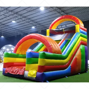 Comercial arco-íris design inflável slide piscina inflável slide gigante inflável água slide para alugar