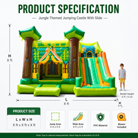 Château gonflable sur le thème de la jungle personnalisé avec deux toboggans, grand château gonflable pour enfants, installations de jeux d'extérieur