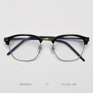 <span class=keywords><strong>2025</strong></span> Retro Kính lông mày khung chống ánh sáng màu xanh Kính mắt giản dị NỬA KHUNG người đàn ông thiết kế cổ điển ánh sáng phẳng kính nữ - Product Image 1