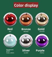 Boules de Noël en plastique de haute qualité, 10 cm et 15 cm, grandes, décorations d'arbre, couleur personnalisée, imperméables, vente en gros RTS