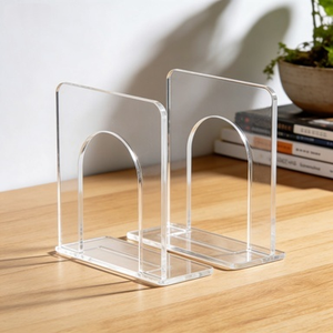 מעמד ספרים שקוף בצורת L מדגם WANHAN, עשוי PS, רב תכליתי, עם מחזיקי ספרים, לשימוש בחדר שינה ובמשרד - Product Image 4