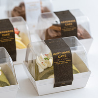 Boîte d'emballage jetable en PET pour gâteaux et sandwichs, matériaux recyclés, épaisseur 2 mm, personnalisable, conteneur alimentaire carré avec couvercles pour gâteaux