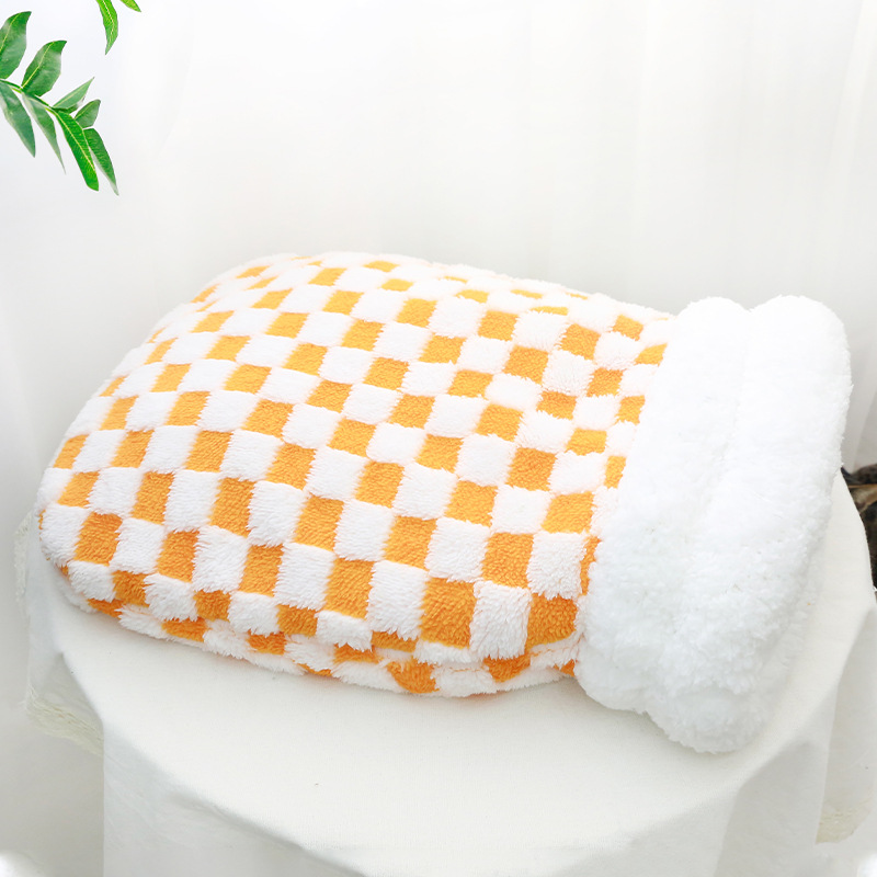 Sac de couchage - carreaux orange