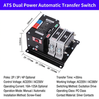 Commutateur de transfert automatique double alimentation 400V 125A ATS à commutation ultra-rapide 2P 4P pour l'alimentation industrielle
