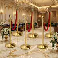 Barrières de file d'attente de luxe en corde de velours rouge et acier inoxydable doré pour les zones VIP du tapis rouge de mariage