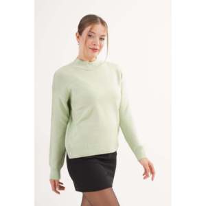 Suéter de Punto Verde Menta con Cuello Alto para Mujer, Manga Larga, Minimalista, Antipilling, Calibre 14 GG - Product Image 5