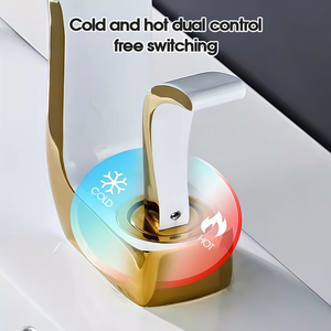 Grifo Mezclador de Baño Monomando de Latón de Estilo Contemporáneo Tieba, Montado en Cubierta, con <span class=keywords><strong>Cascada</strong></span>, <span class=keywords><strong>Agua</strong></span> Fría/Caliente, Núcleo de Válvula de Cerámica - Product Image 2