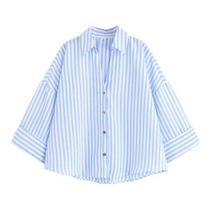 <span class=keywords><strong>Camicia</strong></span> Estiva 2026 Nuova a Maniche Lunghe a Righe Larga da <span class=keywords><strong>Donna</strong></span> con Risvolto, Casual, Versatile e alla Moda per il Lavoro - Product Image 6